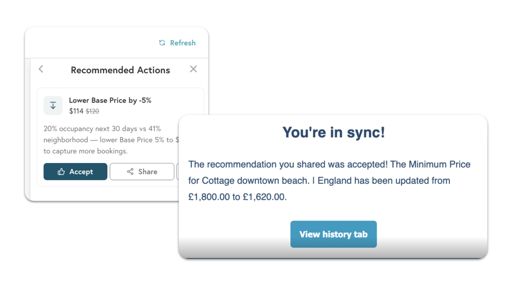 Share calendar recommendations directly from Beyond